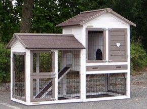 Meerschweinchenstall Prestige Small Weiß mit Auslauf links 162x72x122cm