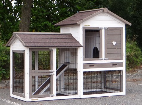 Meerschweinchenstall Prestige Small Weiß mit Auslauf links 162x72x122cm