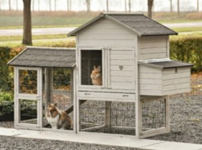 Prestige Medium Hellgrau mit Auslauf und Nistkasten 229x90x150 cm