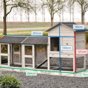 Abmessungen Prestige Medium Hellgrau mit 2 Ausläufen 297x91x150 cm