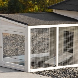 Werfen Sie einen Blick auf die Rückseite des Anbau-Auslaufs Ambiance Large mit Dachpappe-Dach