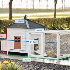 Dies sind die Abmessungen von Ambiance Large mit Auslauf: 218×93×122 cm