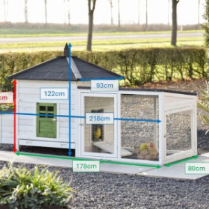 Dies sind die Abmessungen von Ambiance Large mit Auslauf: 218×93×122 cm