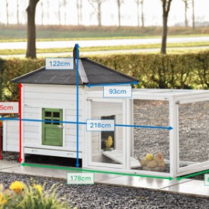 Dies sind die Abmessungen von Ambiance Large mit Auslauf: 218×93×122 cm