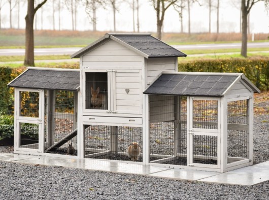 Prestige Medium mit doppeltem Auslauf Hellgrau Anti-Knabber 299x90x150 cm