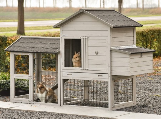 Prestige Medium Hellgrau mit Auslauf und Nistkasten 229x90x150 cm