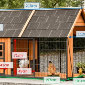 Verschiedene Abmessungen von der Hühnerstall Danielle
