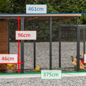 Verschiedene Abmessungen von der Hühnerstall Judy mit Auslauf