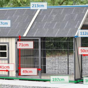 Verschiedene Abmessungen von der Hundehütte Danielle