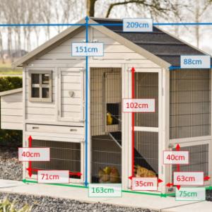 Verschiedene Abmessungen von der Hühnerstall Holiday Medium mit Legenest