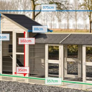Verschiedene Abmessungen von der Kaninchenstall Holiday Medium mit 2 Ausläufe