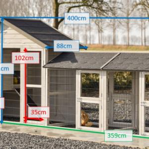 Verschiedene Abmessungen von der Hühnerstall Holiday Medium mit 2 Ausläufe und Legenest
