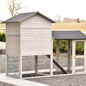 Der Kaninchenstall Prestige Large, gesehen von der Rückseite