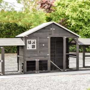 Kaninchenstall Holiday Large Black mit 2 Ausläufen