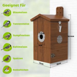 Der Vogelnistkasten bietet Platz für verschiedene Vogelarten