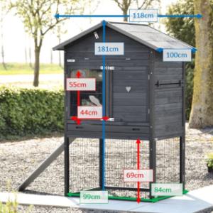 Verschiedene Abmessungen von der Kaninchenstall Prestige Large