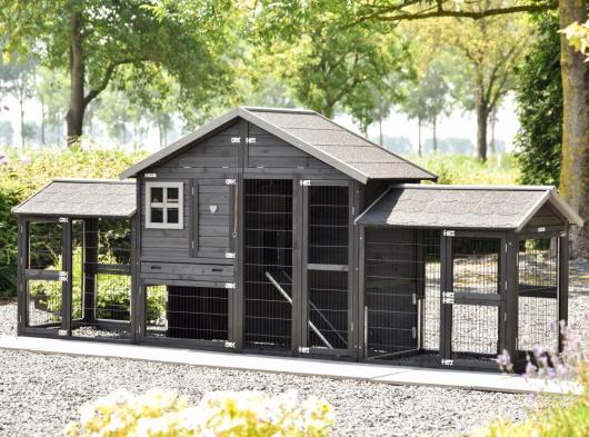 Kaninchenstall Holiday Medium Black Doppel 374x88x151cm