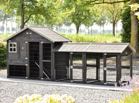 Kaninchenstall Holiday Medium mit 2 Ausläufe 375x88x151cm