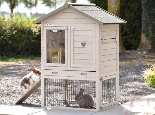 Kaninchenstall Prestige Small Light-grey · 88x72x122cm