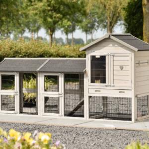 Kaninchenstall Prestige Small Light-grey mit 2 Auslaüfe