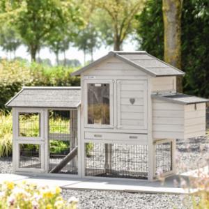 Hühnerstall Prestige Small Light-grey mit Auslauf und Legenest 191x72x122cm