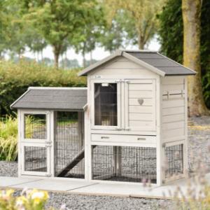 Kaninchenstall Prestige Small Light-grey mit Auslauf