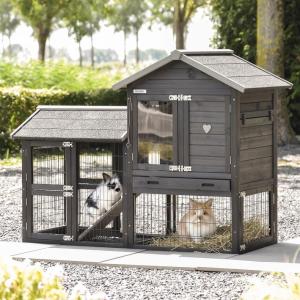 Kaninchenstall Prestige Small Black mit Auslauf 162x77x122cm