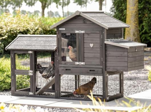 Hühnerstall Prestige Small mit Auslauf und Legenest – Schwarz 191 × 72 × 122 cm
