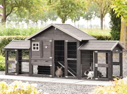 Kaninchenstall Holiday Small Black Doppel 299x73x128cm