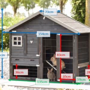 Verschiedene Abmessungen von der Kaninchenstall Holiday Small