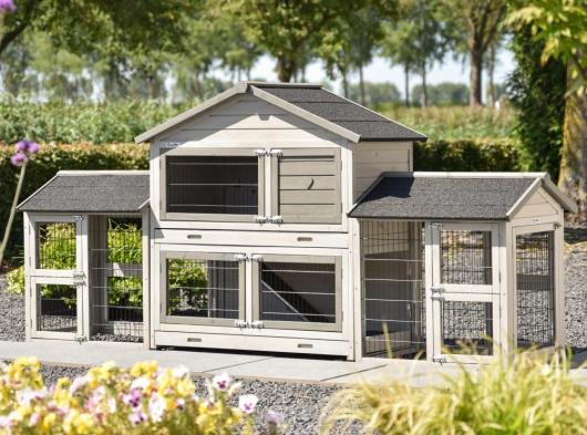Kaninchenstall Excellent Medium Light-Grey Doppel 276x67x132cm