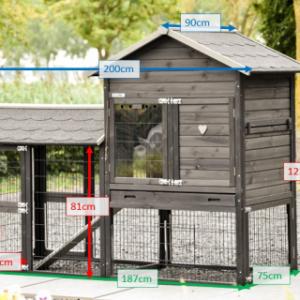Verschiedene Abmessungen von der Kaninchenstall Prestige Medium