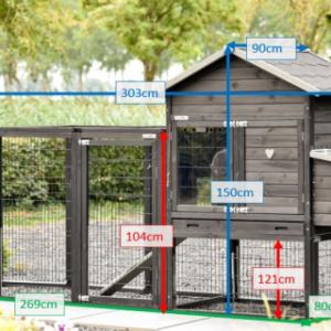 Verschiedene Abmessungen von der Hühnerstall Prestige Medium Black
