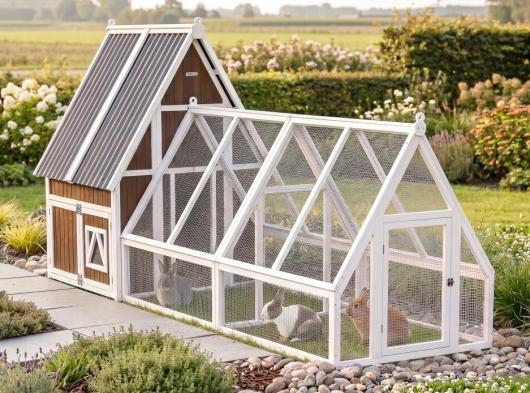 Kaninchenstall Pip mit Auslauf 130x385x180cm
