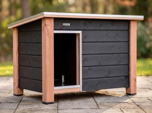 Isolierte Hundehütte Ferro schwarz/Douglas 129x85x85cm