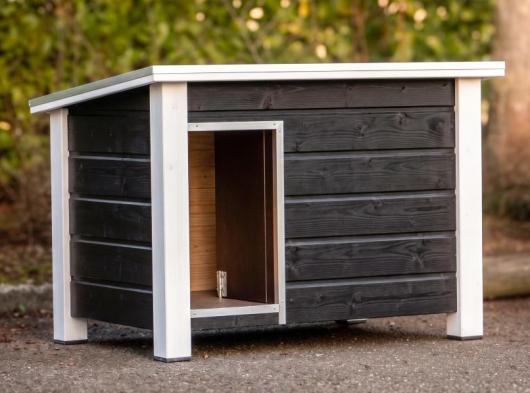 Isolierte Hundehütte Ferro schwarz/weiß 129x85x85cm