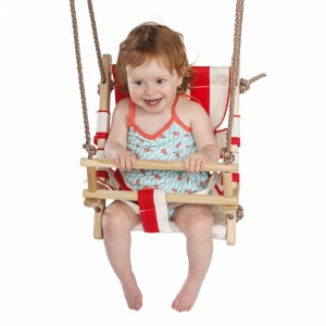 Canvas babysitz rot/weiß • mit PP-Seil