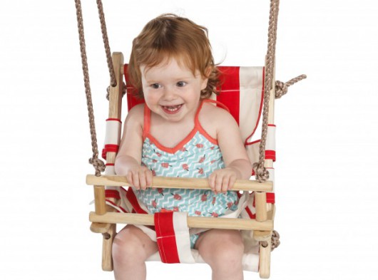 Canvas babysitz rot/weiß • mit PP-Seil