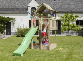 Spielturm Pagoda hoch mit Rutsche | Blue Rabbit