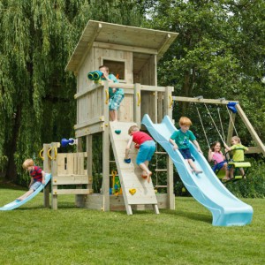 Spielgerät Beach hut 120 mit Schaukel, Kletterwand und 2 Rutschen