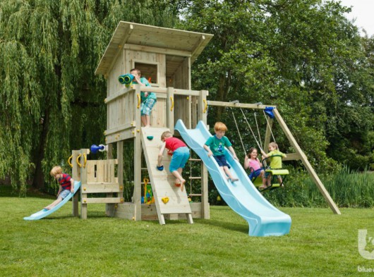 Spielgerät Beach hut 120 mit Schaukel, Kletterwand und 2 Rutschen