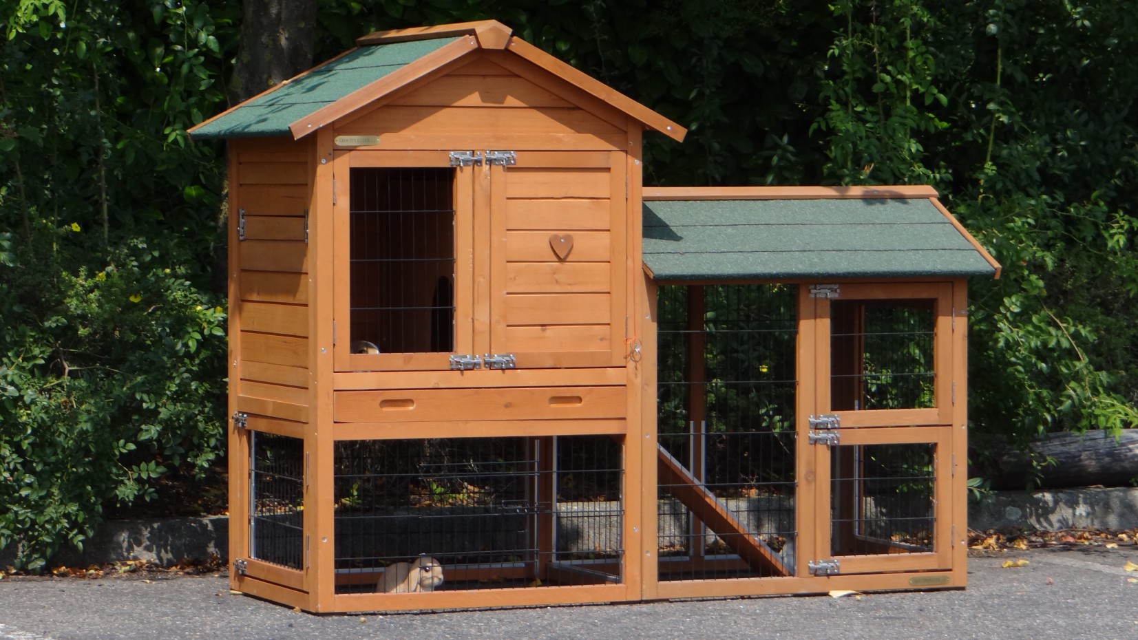 Kaninchenstall Prestige Small mit Auslauf rechts