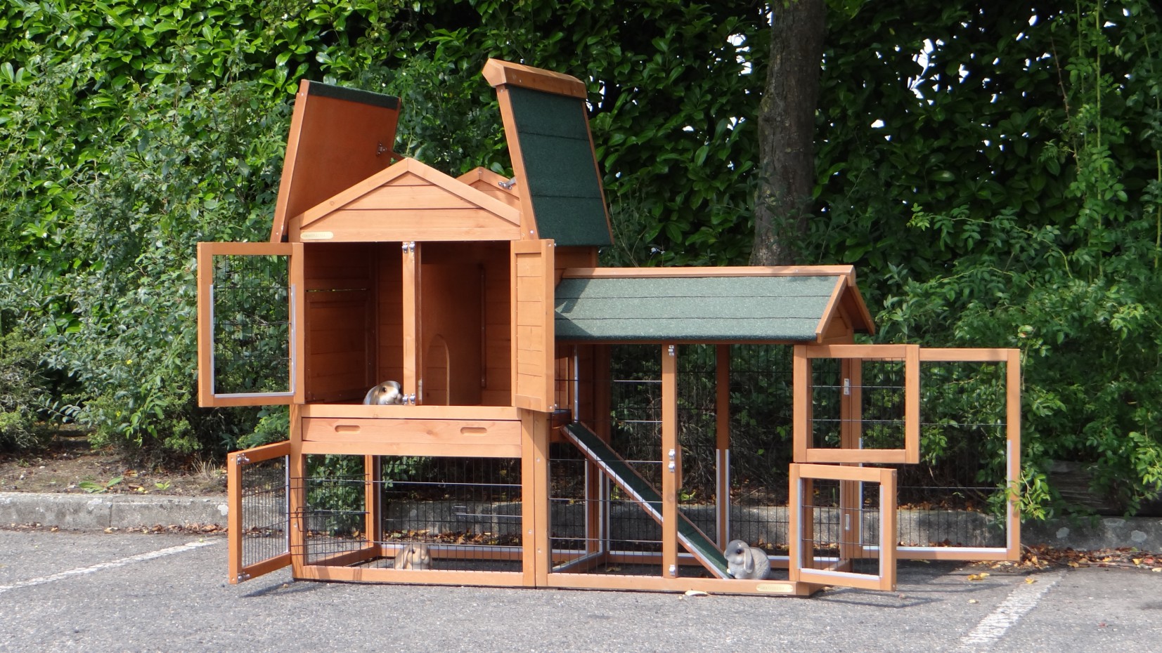 Kaninchenstall Prestige Small mit Auslauf rechts