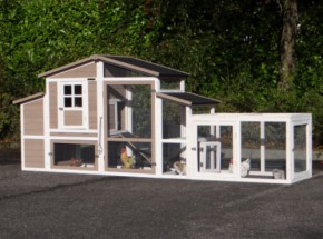 Kaninchenstall Leah mit Nistkaste und extra Auslauf 299x75x120cm