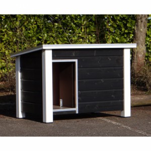 Isolierte Hundehütte Ferro schwarz/weiß 129x85x85cm