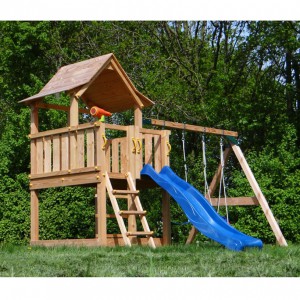Spielgerät Pagoda ist ausgestattet mit ein doppele Anbauschaukel